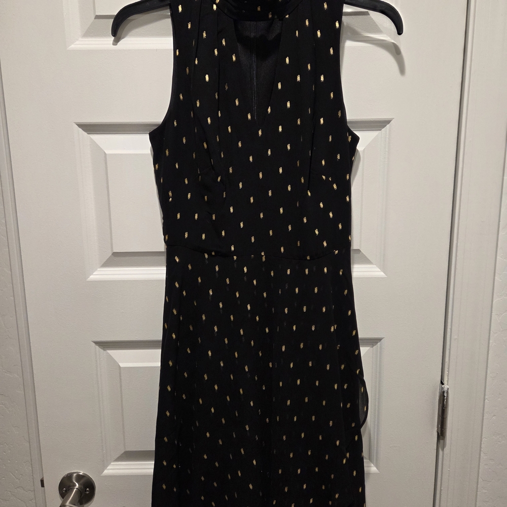 White House Black Market Black and Gold Midi Dress